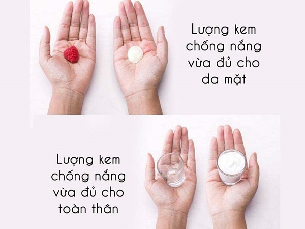 Không bôi đủ lượng kem chống nắng