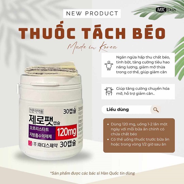 Thuốc đào thải mỡ Orlistat 120mg Hàn Quốc